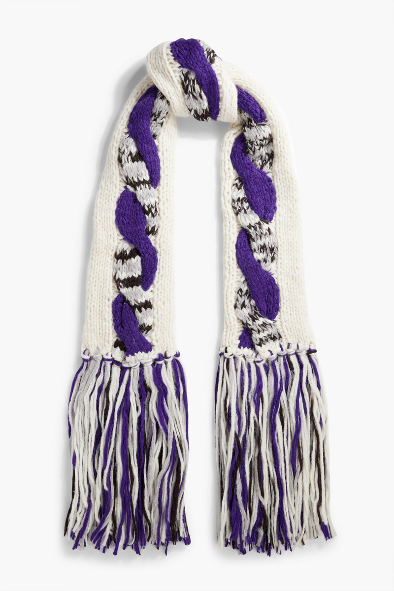 Missoni - Fringed cable-knit alpaca-blend scarf - Blue - OneSize