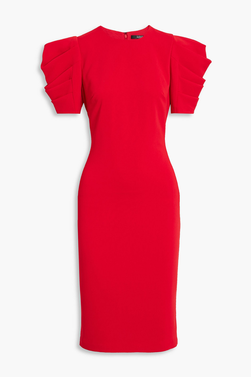 Badgley Mischka - Pleated crepe dress - Red - US 6