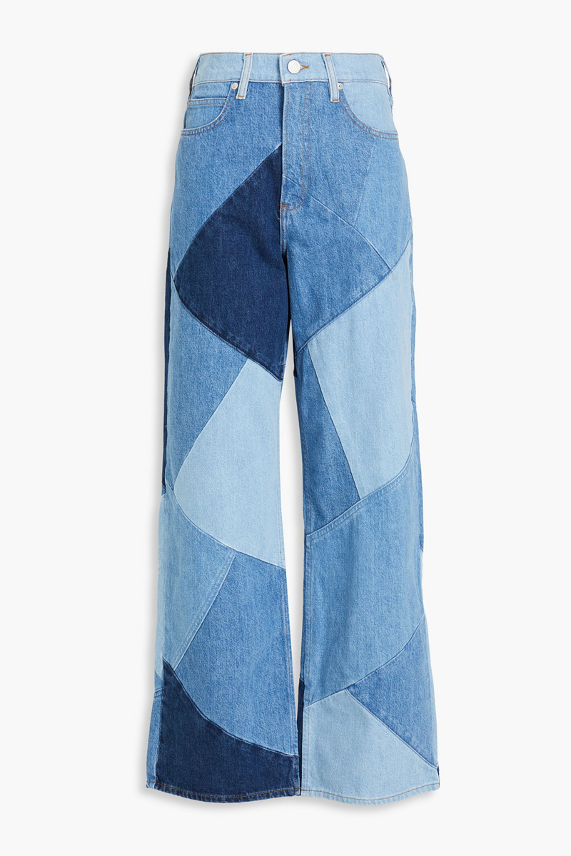 frame - high n tight patchwork high-rise straight-leg jeans - blue - 26