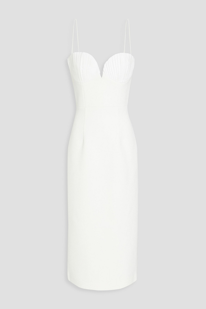 rebecca vallance - cora pleated crepe midi dress - white - uk 16