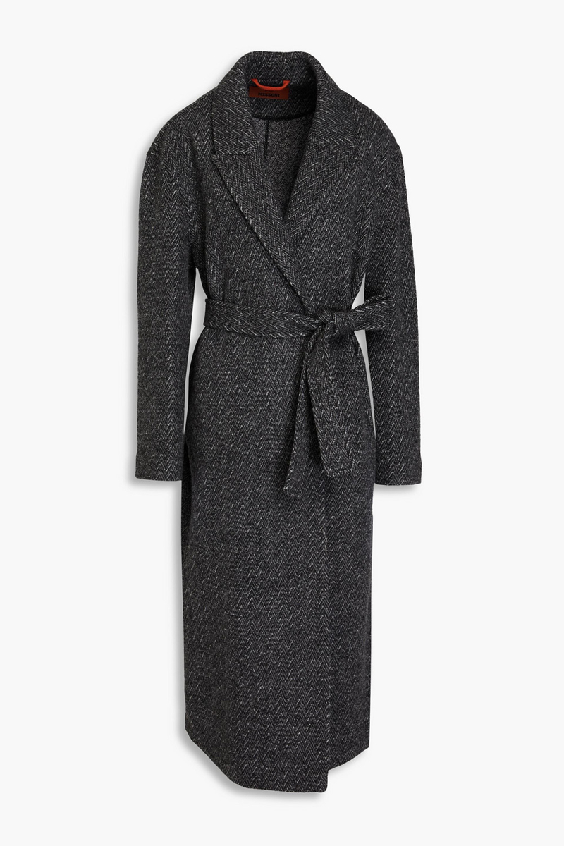 missoni - belted wool coat - gray - m