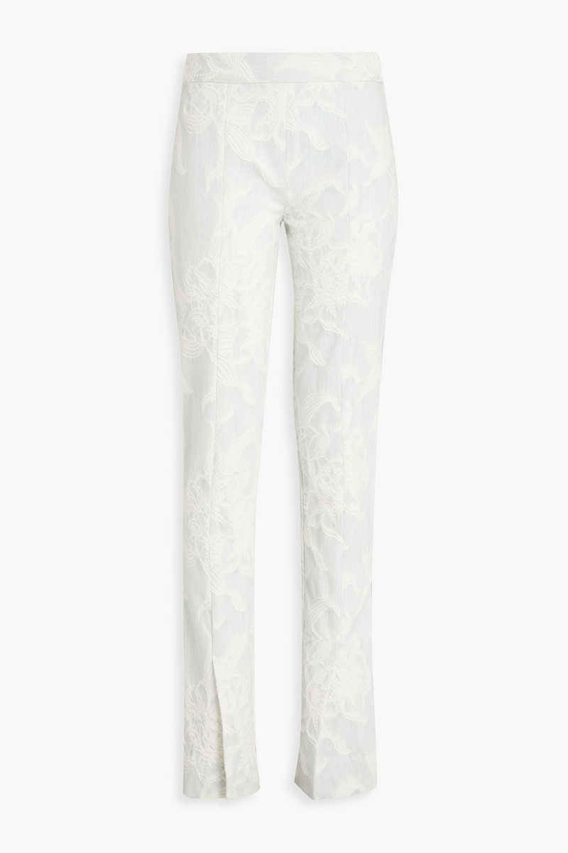 zimmermann - embroidered mid-rise tapered jeans - blue - 0