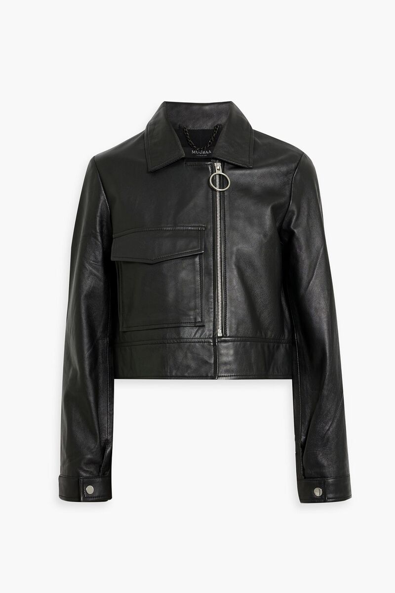 Muubaa - Tabitha cropped leather jacket - Black - UK 10
