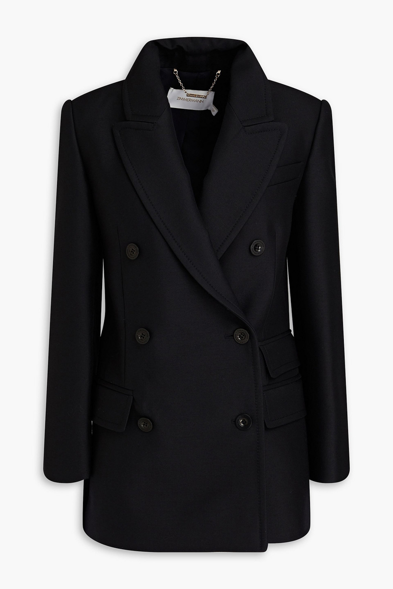 zimmermann - double-breasted wool-blend blazer - black - 00