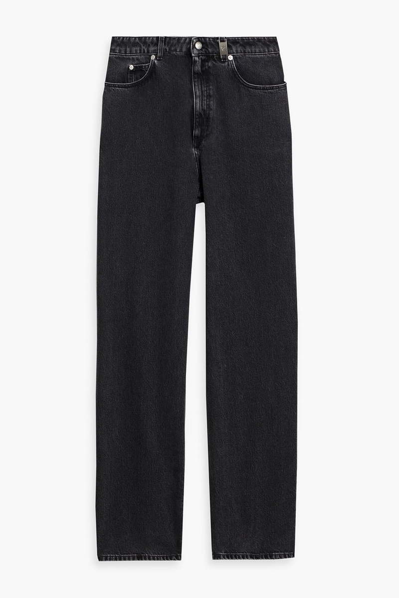 mcqueen - faded high-rise straight-leg jeans - gray - 25
