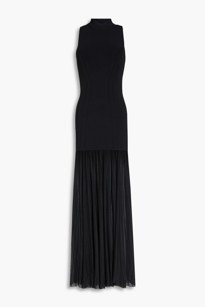 nicholas - pointelle-knit maxi dress - black - xl