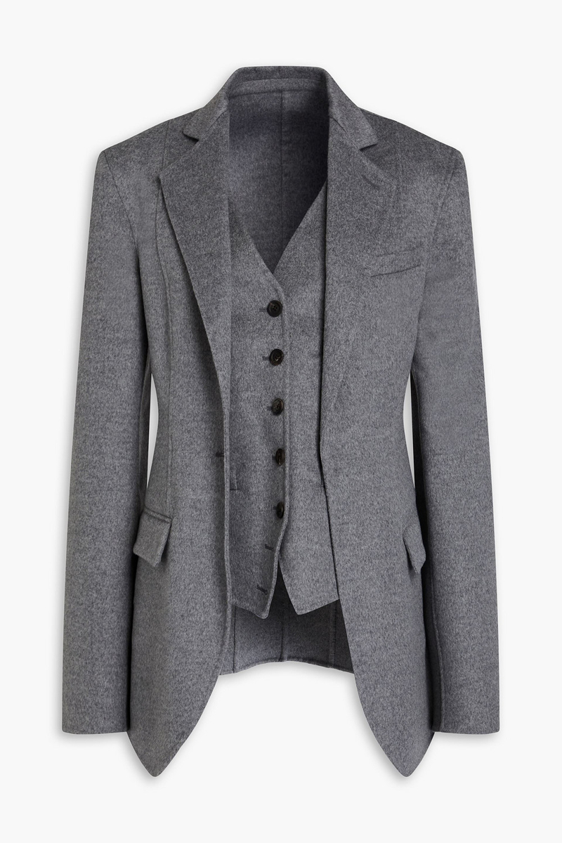 peter do - layered wool and cashmere-blend felt blazer - gray - fr 36