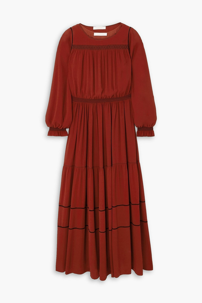 See by Chloé - Embroidered georgette maxi dress - Red - FR 34