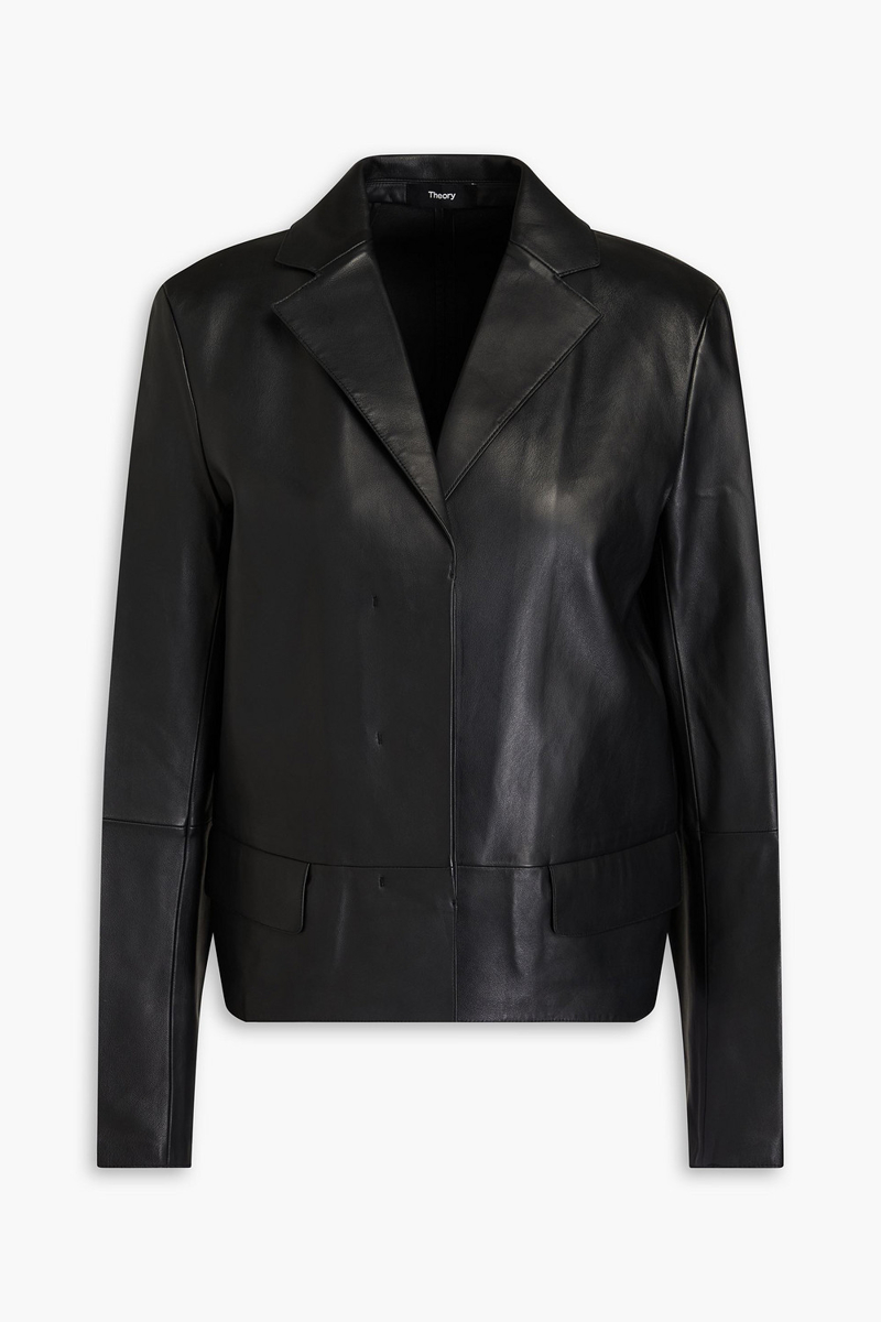 theory - leather jacket - black - us 12