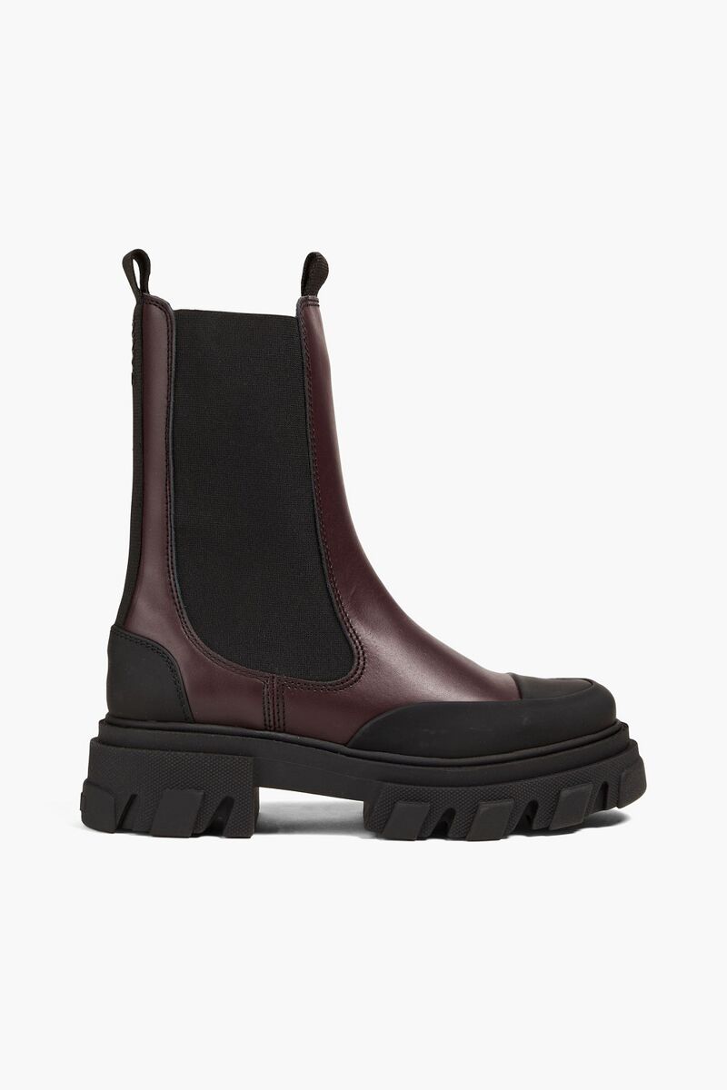 GANNI - Leather Chelsea boots - Burgundy - EU 35