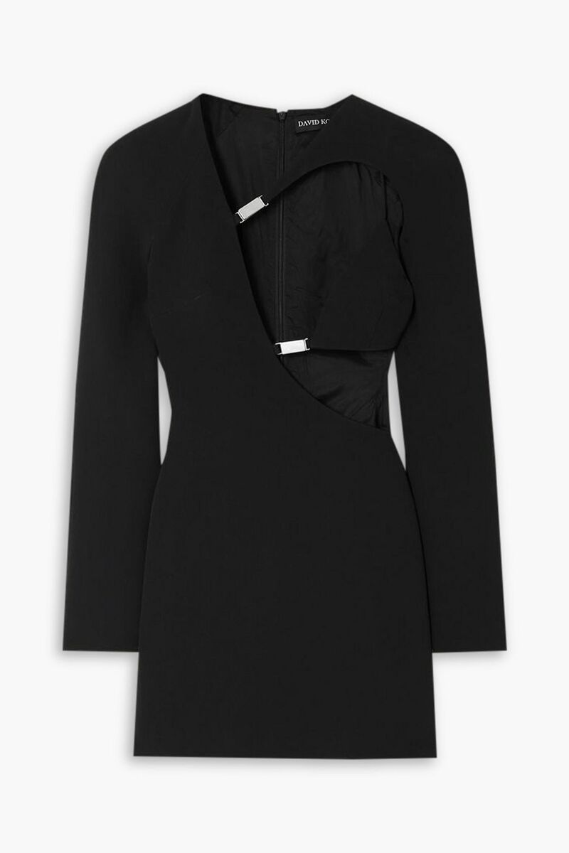 David Koma - Cutout asymmetric jersey mini dress - Black - UK 8