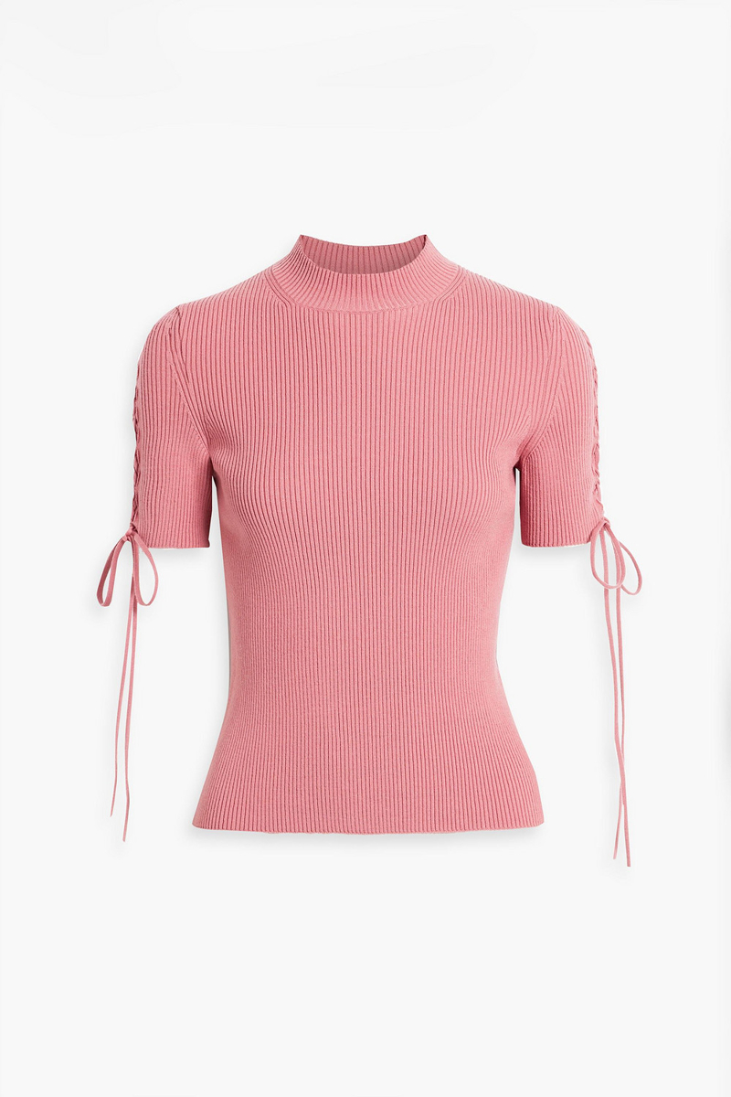 oscar de la renta - ribbed wool-blend top - pink - m