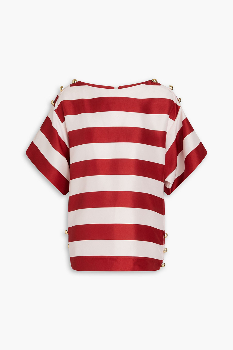 zimmermann - striped silk-satin top - burgundy - 00