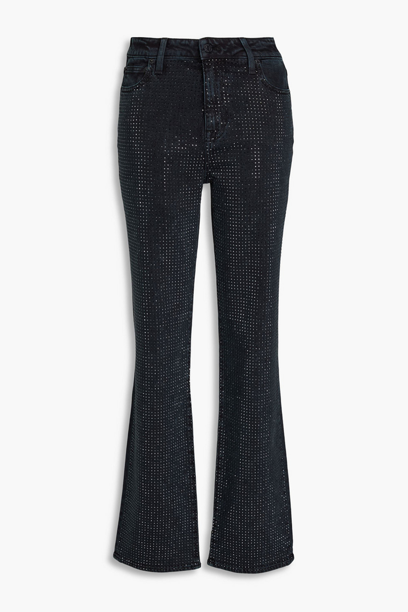 simkhai - crystal-embellished high-rise straight-leg jeans - black - 27