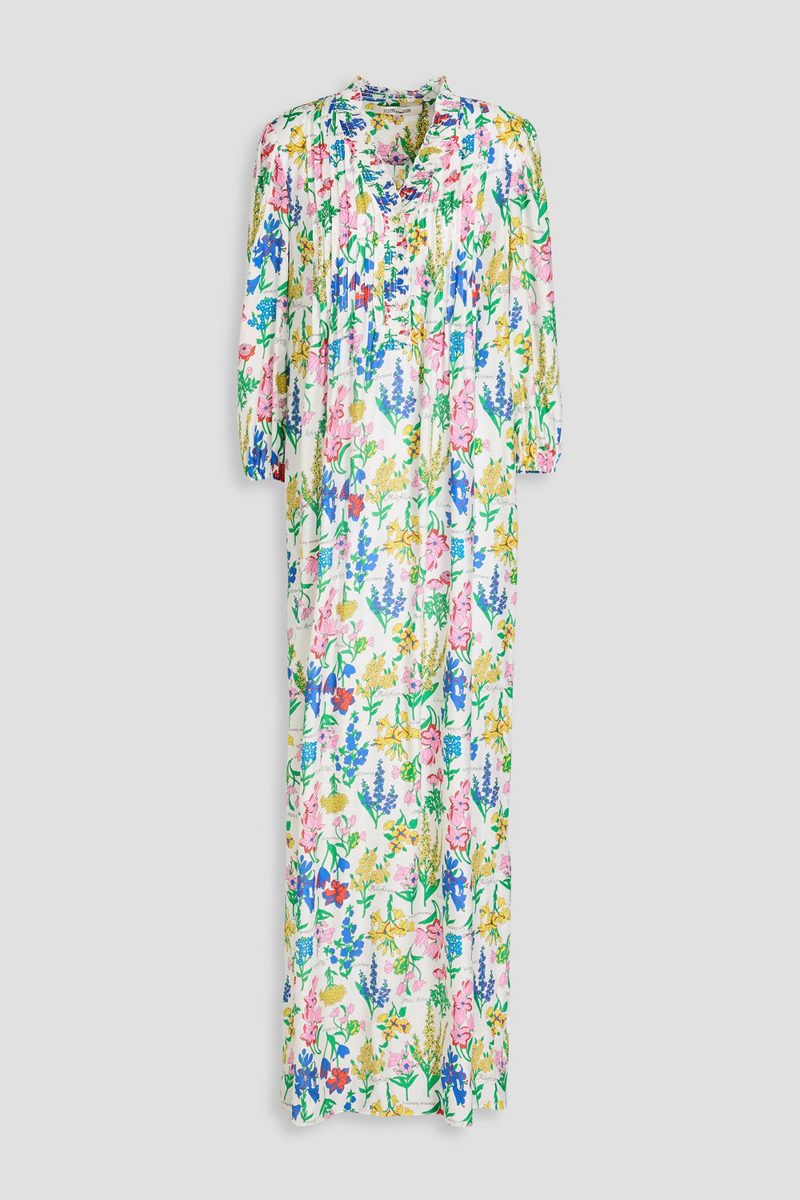 diane von furstenberg - layla floral-print mousseline maxi dress - white - m