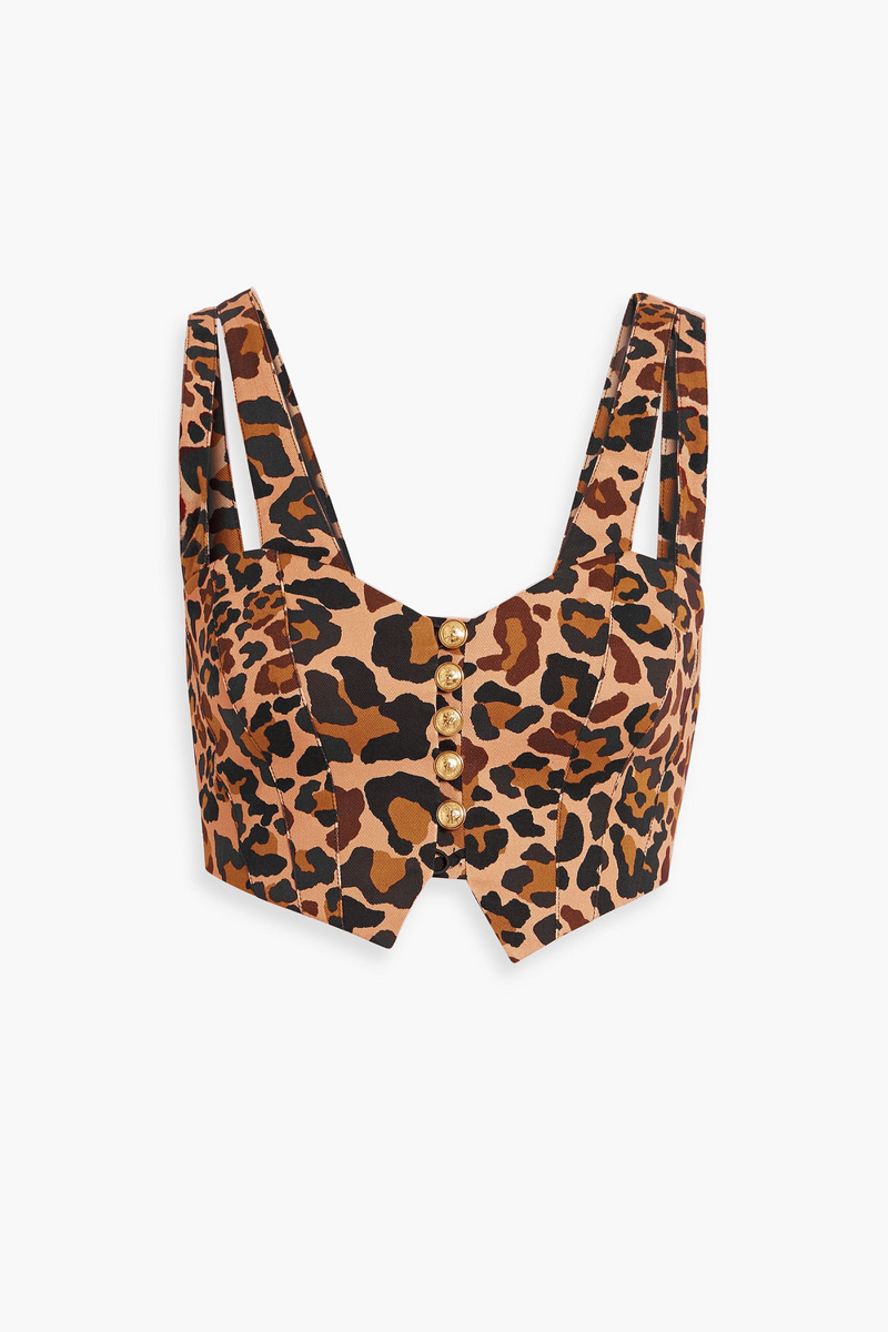 Dundas - Cropped leopard-print cotton-blend twill top - Animal print - IT 40