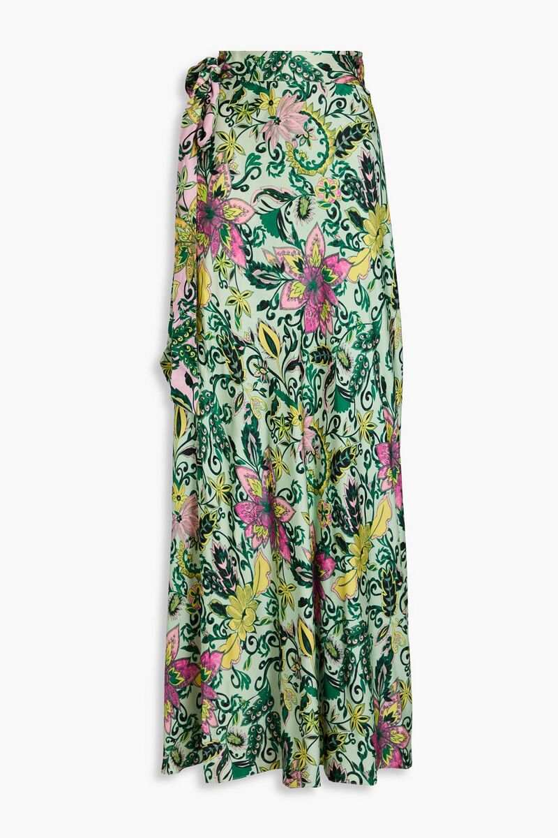 Diane von Furstenberg - Krisa reversible floral-print crepe de chine maxi wrap skirt - Green - XXS
