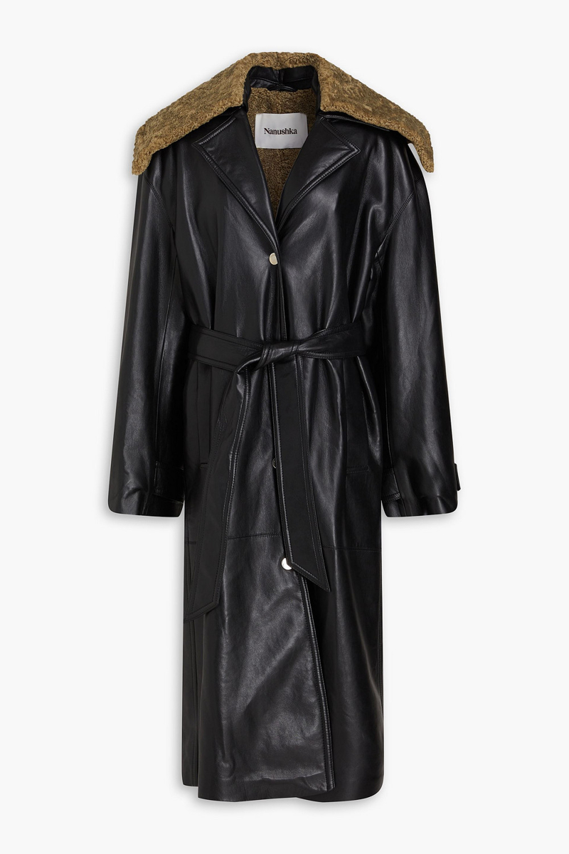 nanushka - teddy fleece coat - black - xs