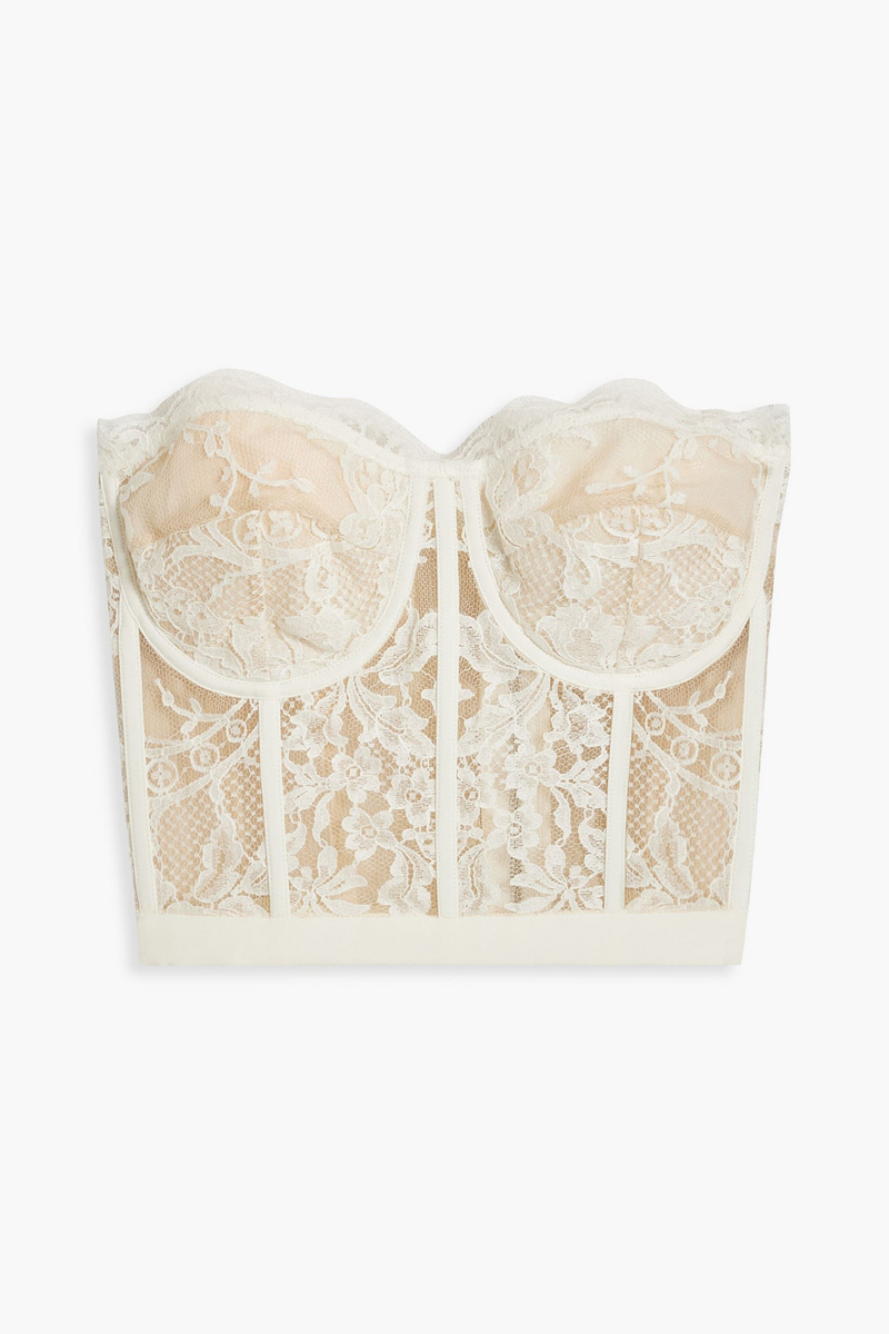 mcqueen - cotton-blend corded lace bustier top - white - it 42