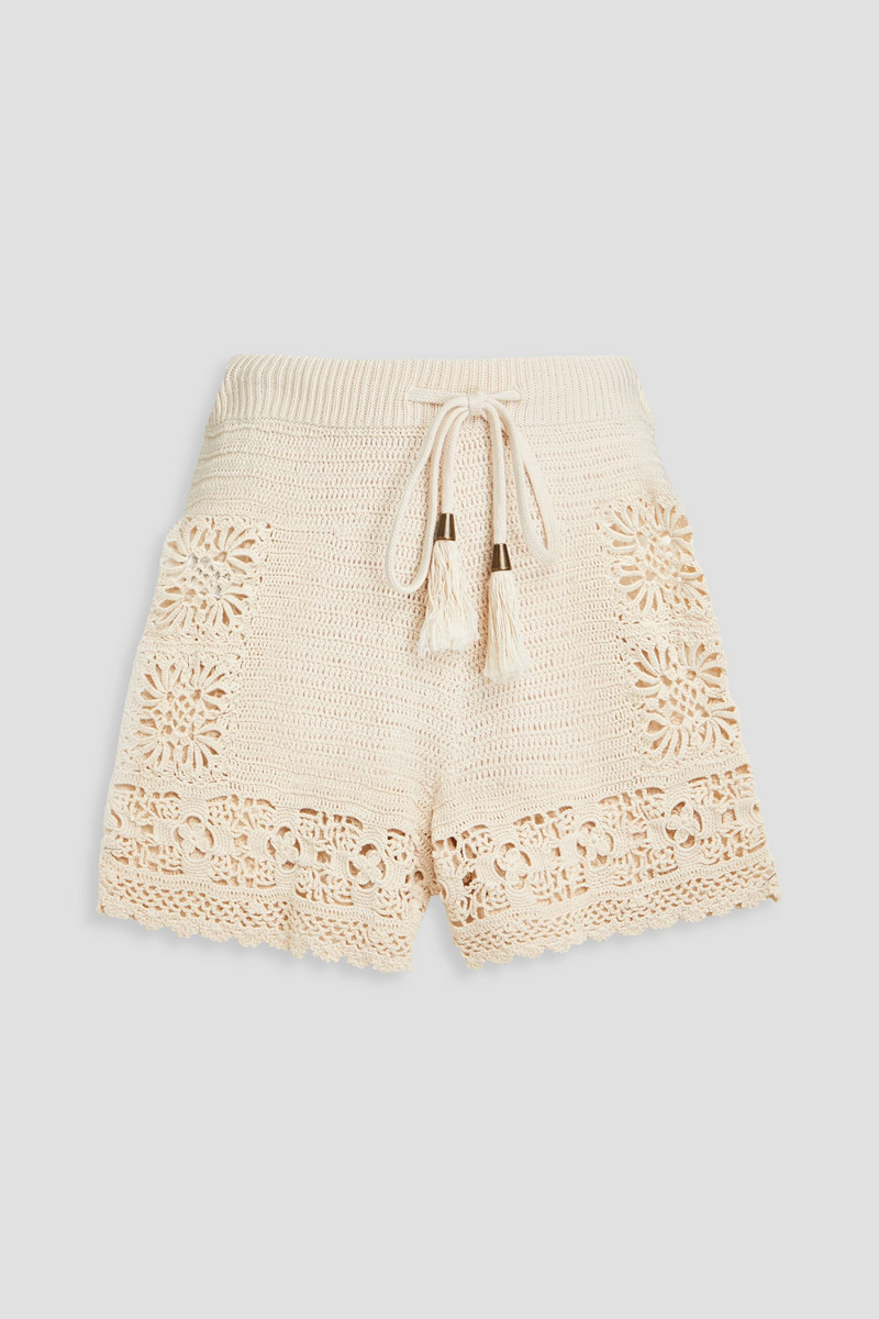 zimmermann - crocheted cotton shorts - white - 00