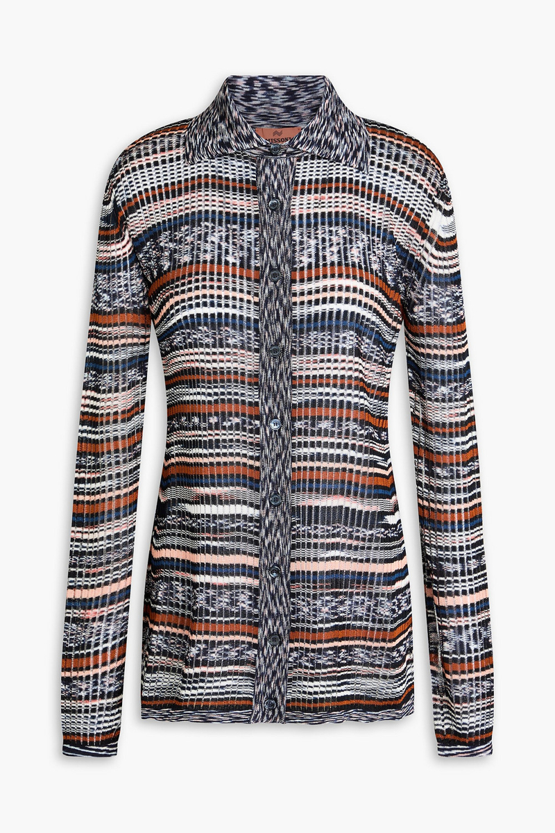 missoni - space-dyed pointelle-knit shirt - black - it 42