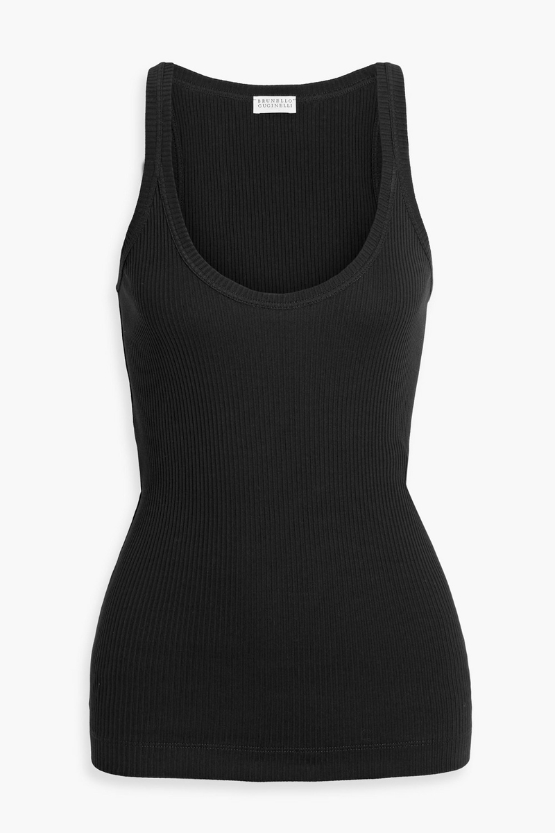 brunello cucinelli - ribbed cotton-jersey tank - black - 3xl