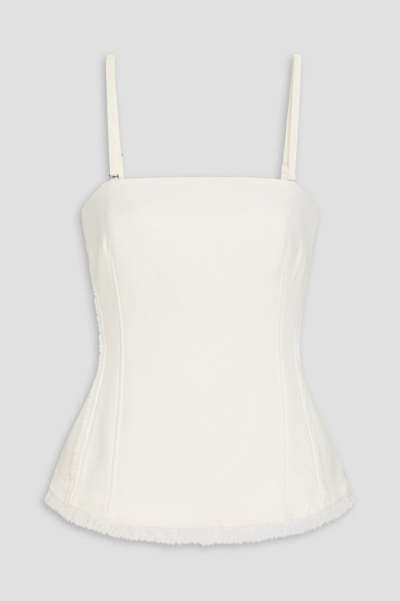 simkhai - theodora frayed knitted top - white - us 4