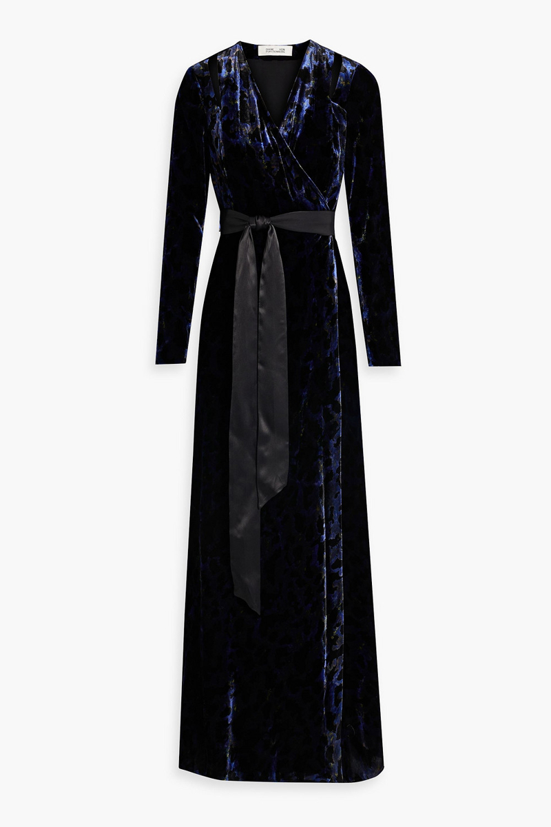Diane von Furstenberg - Pogue devoré-velvet maxi wrap dress - Blue - US 0