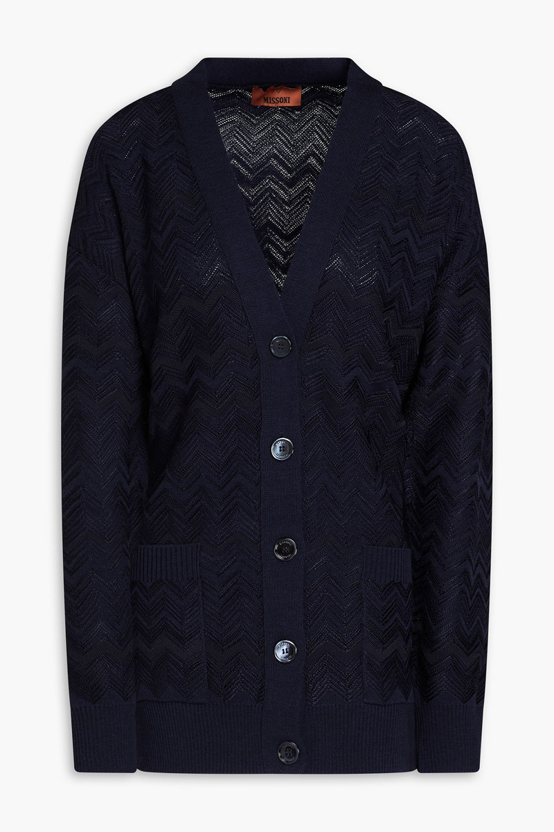 missoni - crochet-knit wool-blend cardigan - blue - it 40