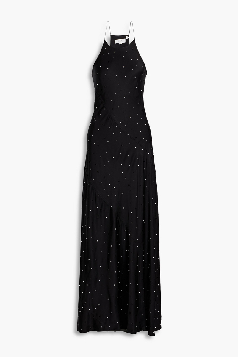 a.l.c. - sybil studded satin maxi dress - black - us 10