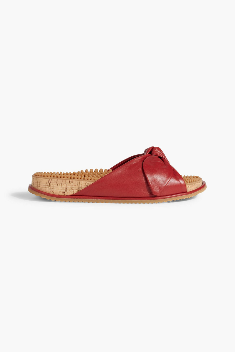 Gabriela Hearst - Virgil bow-detailed leather slides - Red - EU 35