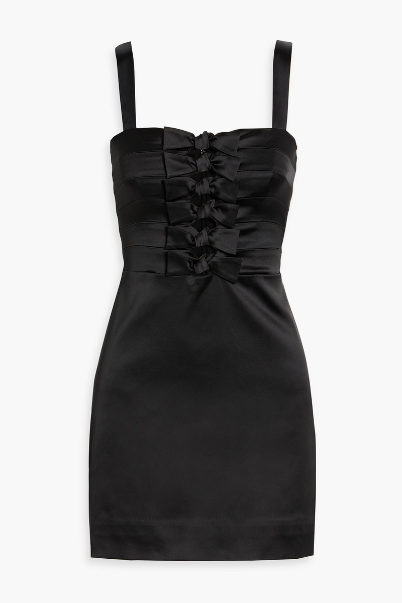 veronica beard - kennedy bow-detailed satin mini dress - black - us 0