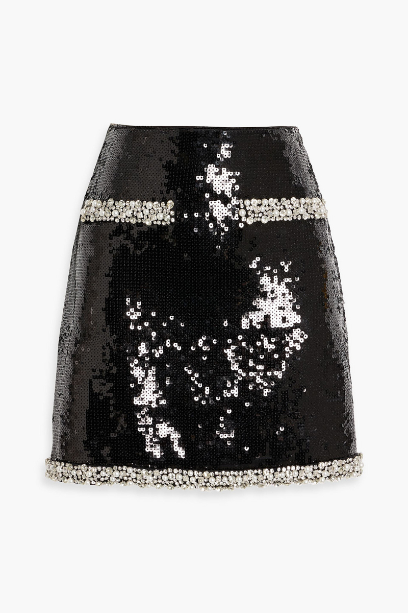 veronica beard - perry sequined crepe mini skirt - black - us 00
