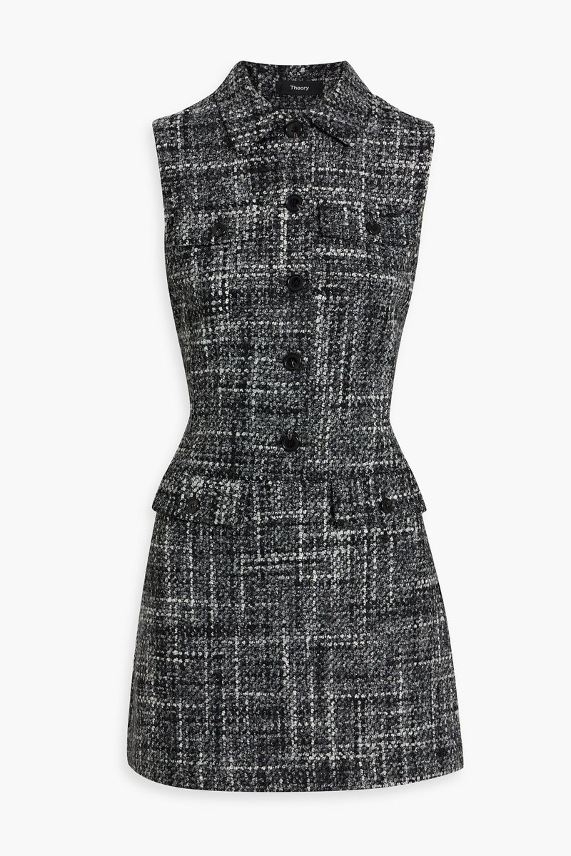 theory - tweed mini dress - black - us 4