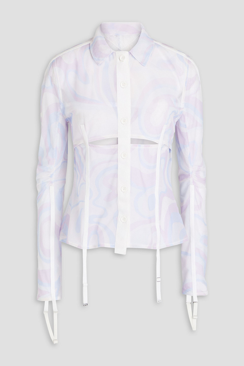 JACQUEMUS - Vela cutout printed mesh shirt - Purple - FR 36
