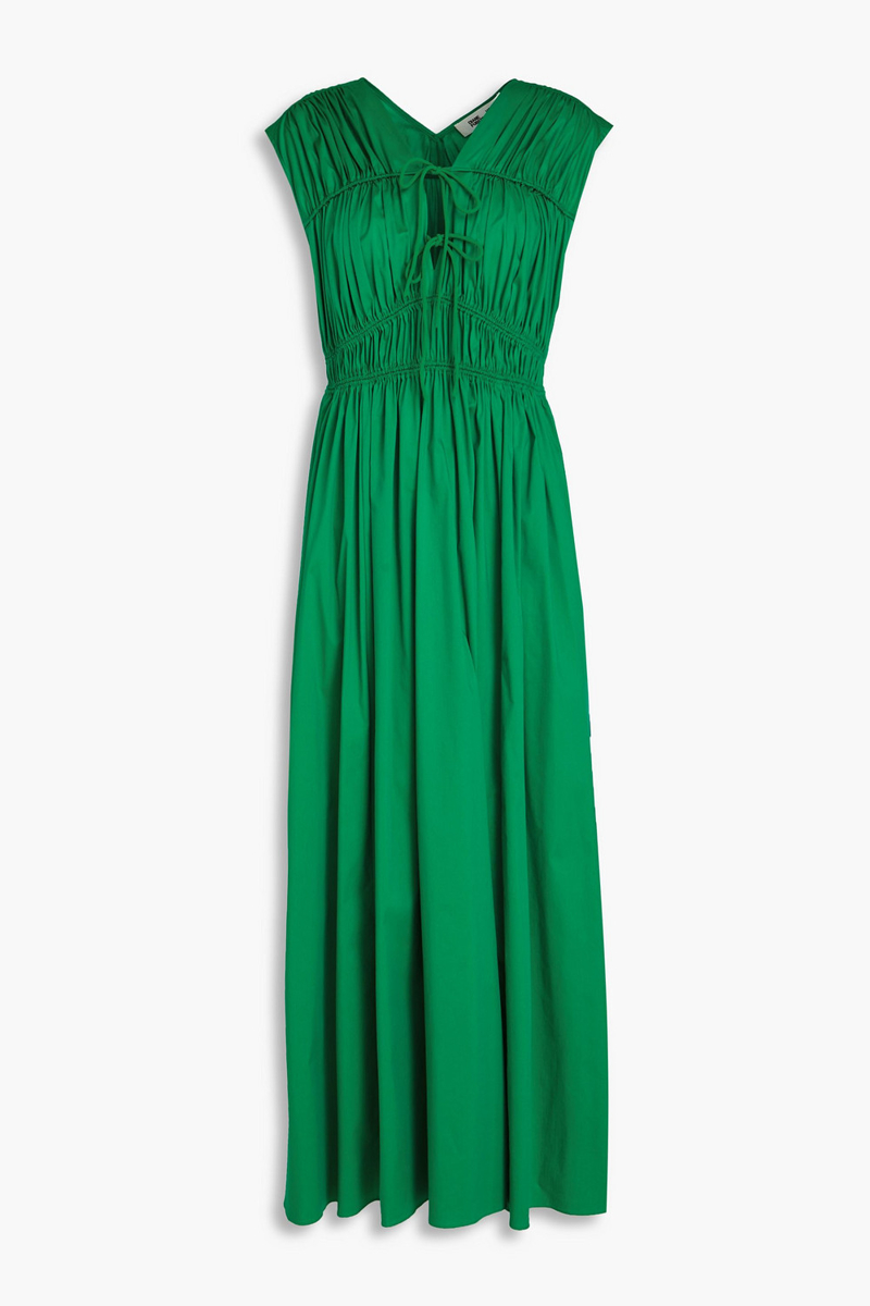 diane von furstenberg - gillian cotton-blend poplin midi dress - green - xl