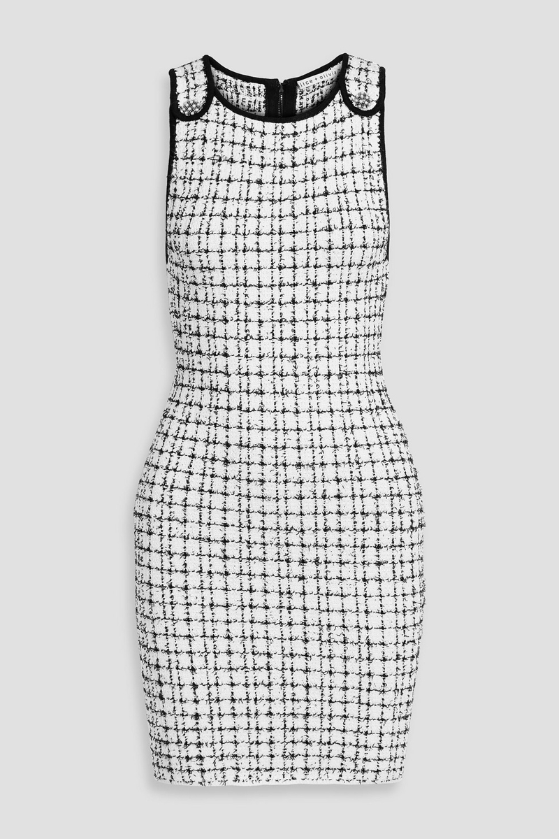 alice olivia - talulah embellished tweed mini dress - white - xs