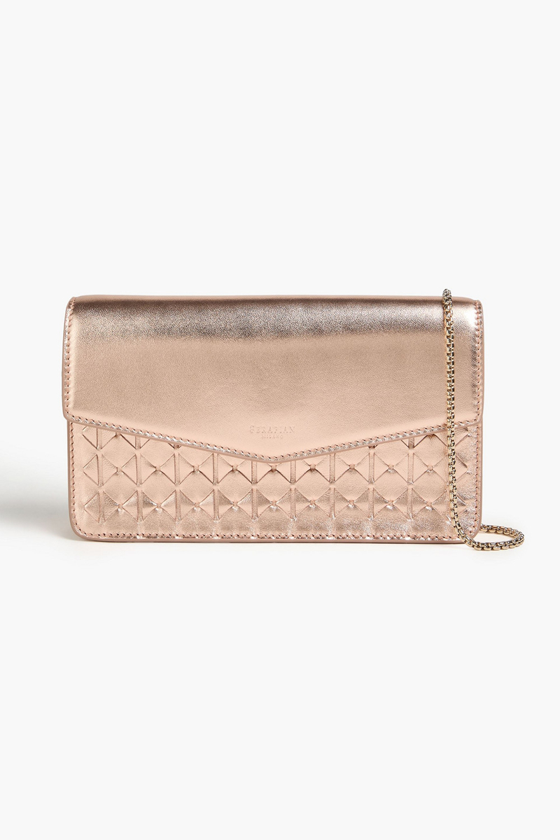 serapian - mosaico woven metallic leather clutch - metallic - onesize