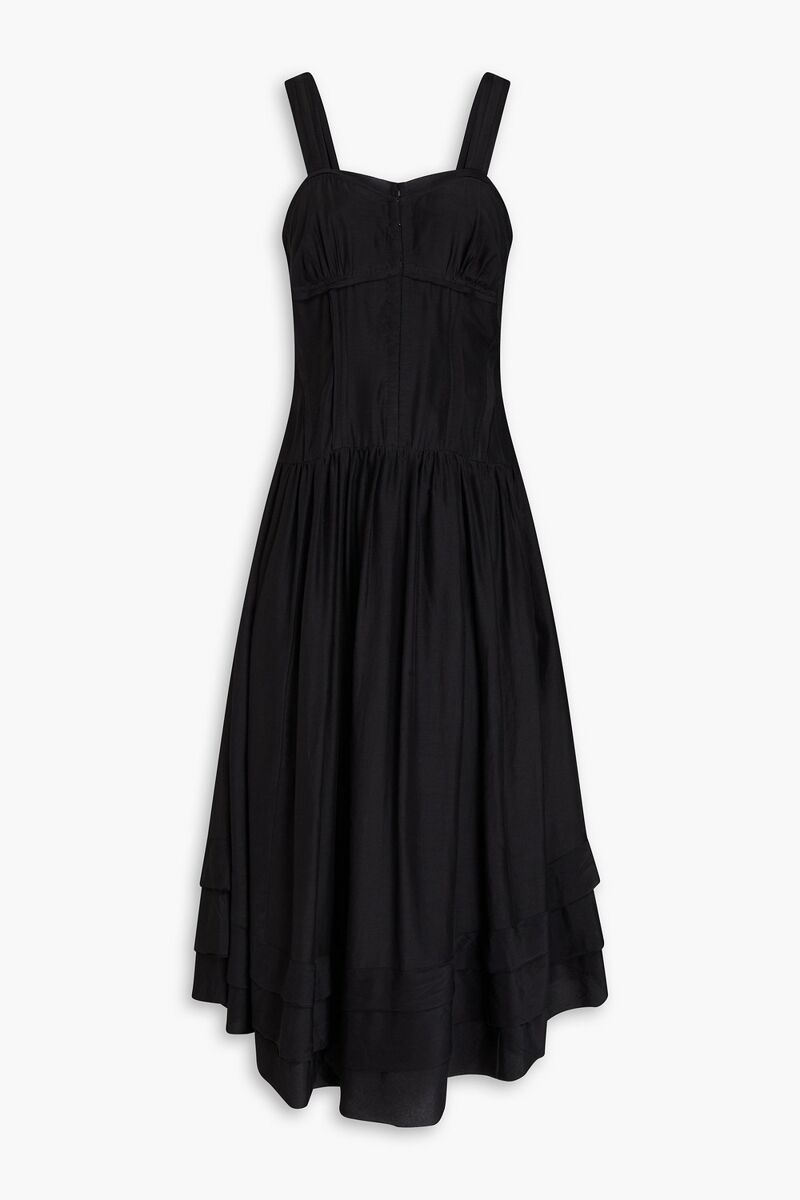 Ulla Johnson - Faye cotton and silk-blend voile midi dress - Black - US 0