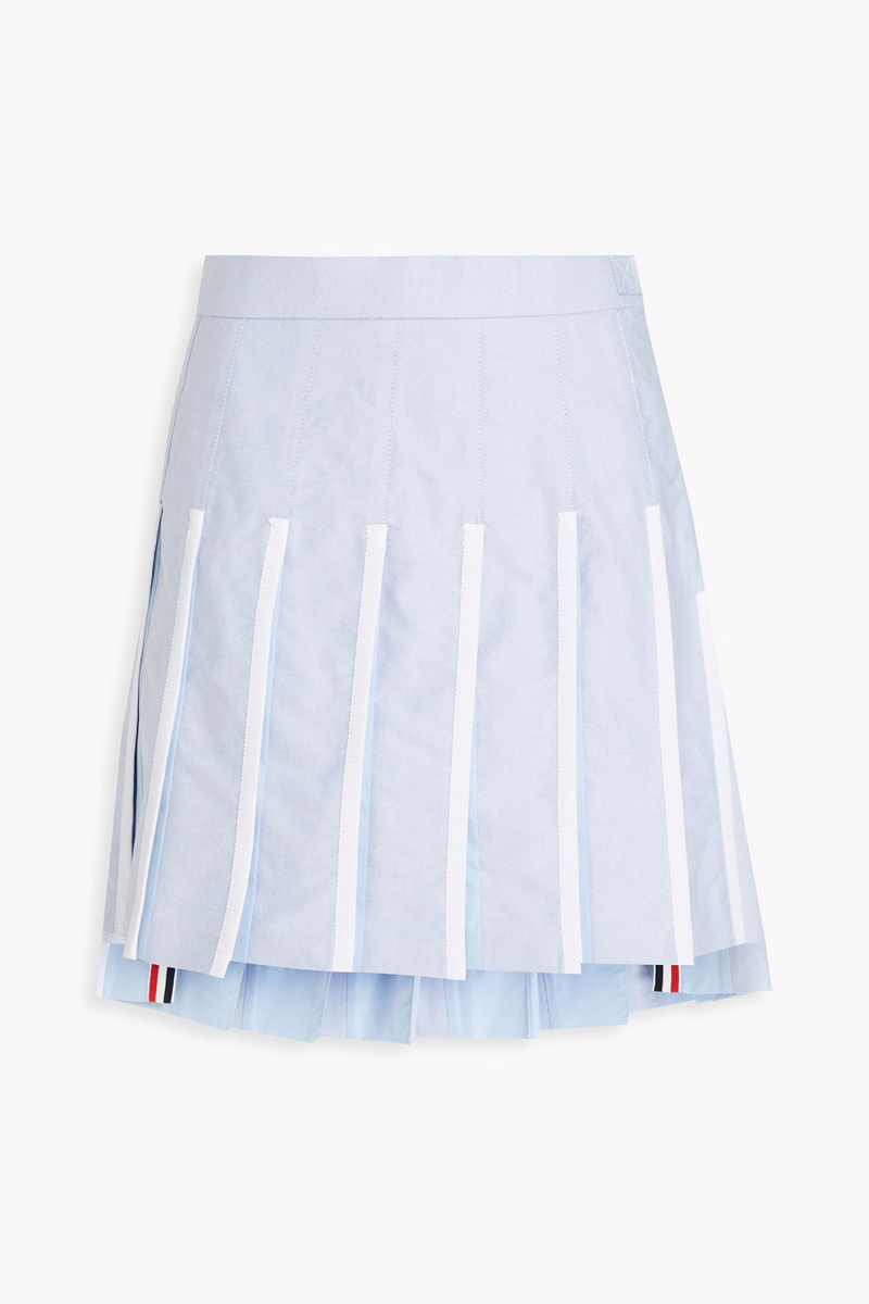 thom browne - pleated cotton oxford and taffeta mini skirt - blue - it 36