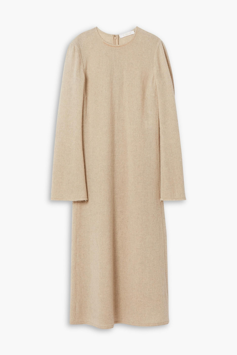 Chloé - Wool and cashmere-blend midi dress - Neutral - FR 40