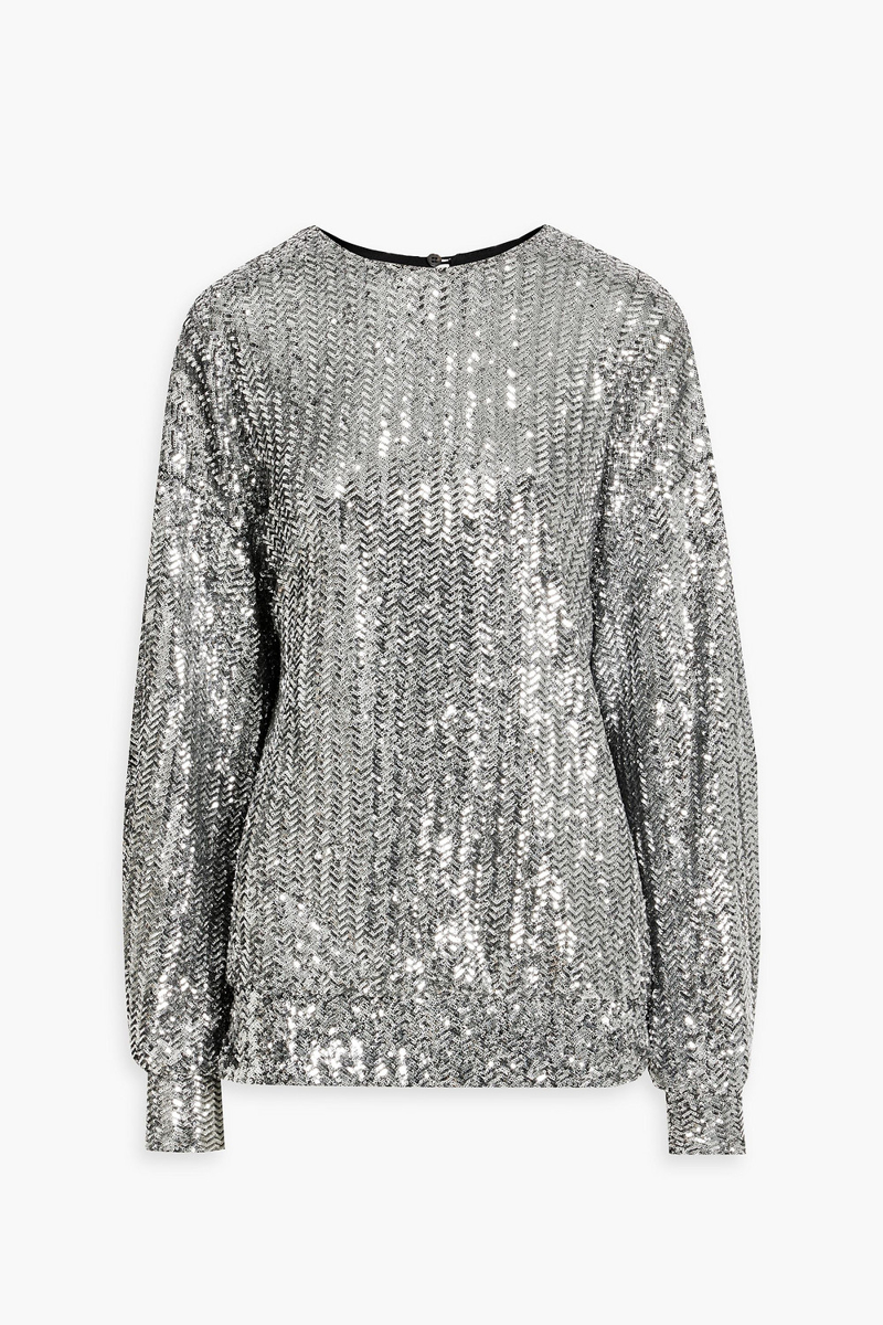 Isabel Marant - Olivia sequined tulle top - Metallic - FR 34