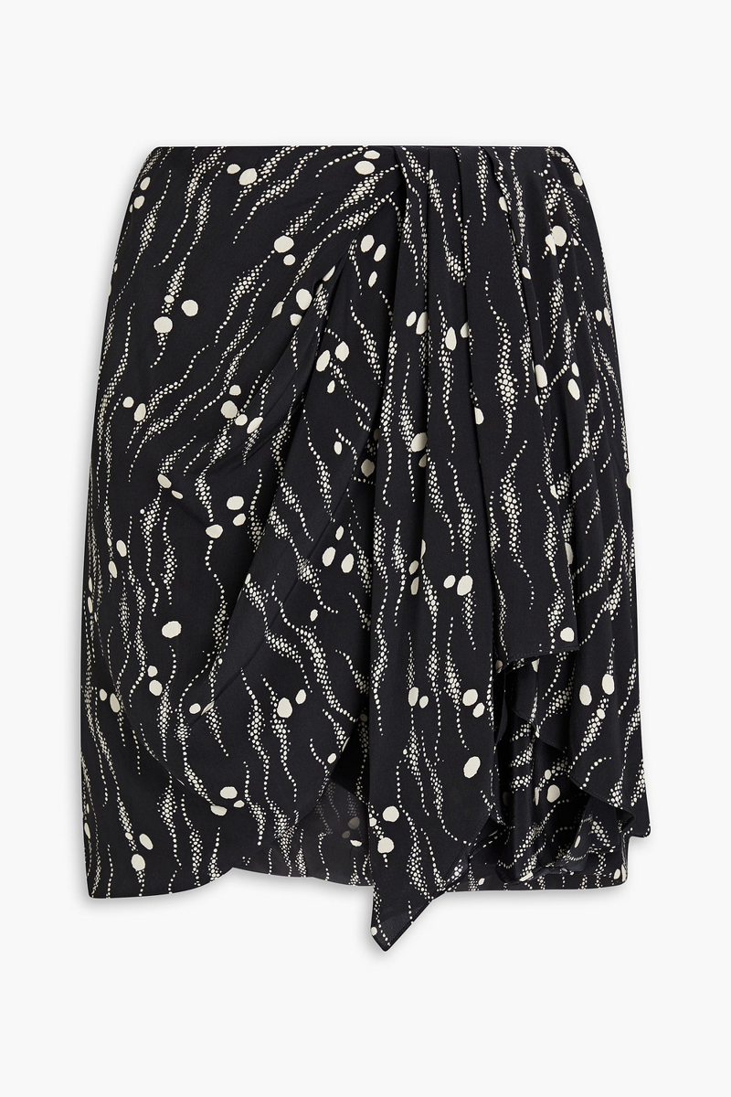 Isabel Marant - Ixori draped printed silk crepe de chine mini skirt - Black - FR 38