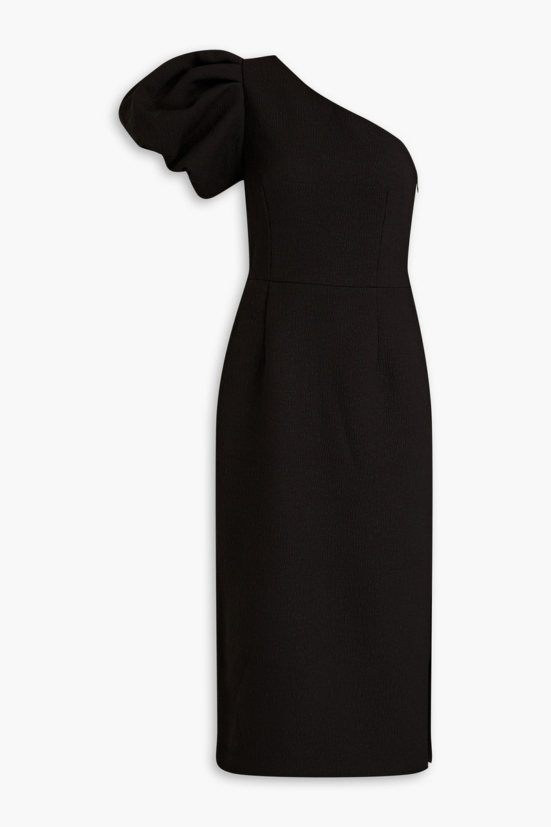 Rebecca Vallance - Andie one-shoulder cloqué midi dress - Black - UK 6