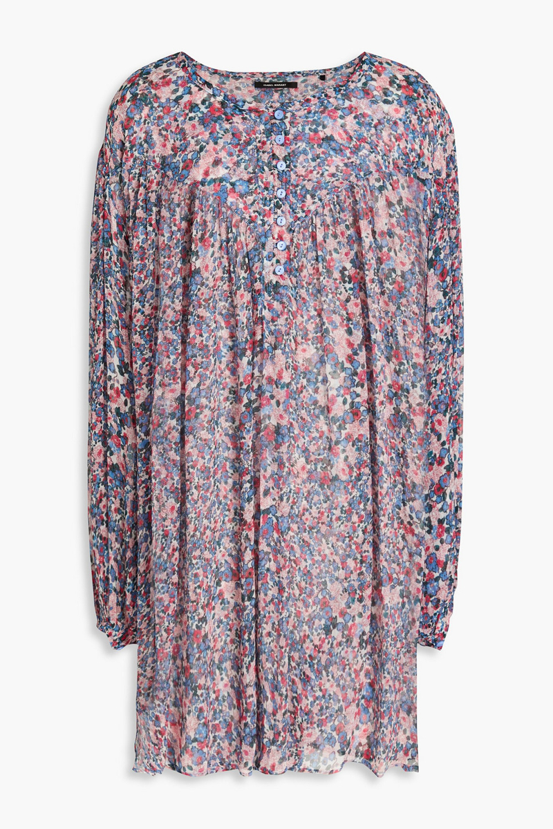 Isabel Marant - Orion floral-print silk-georgette mini dress - Blue - FR 34