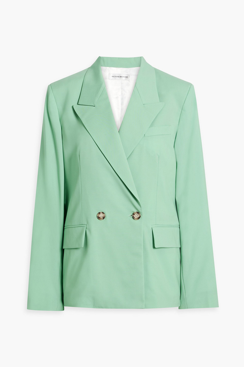 victoria beckham - double-breasted wool blazer - green - uk 10