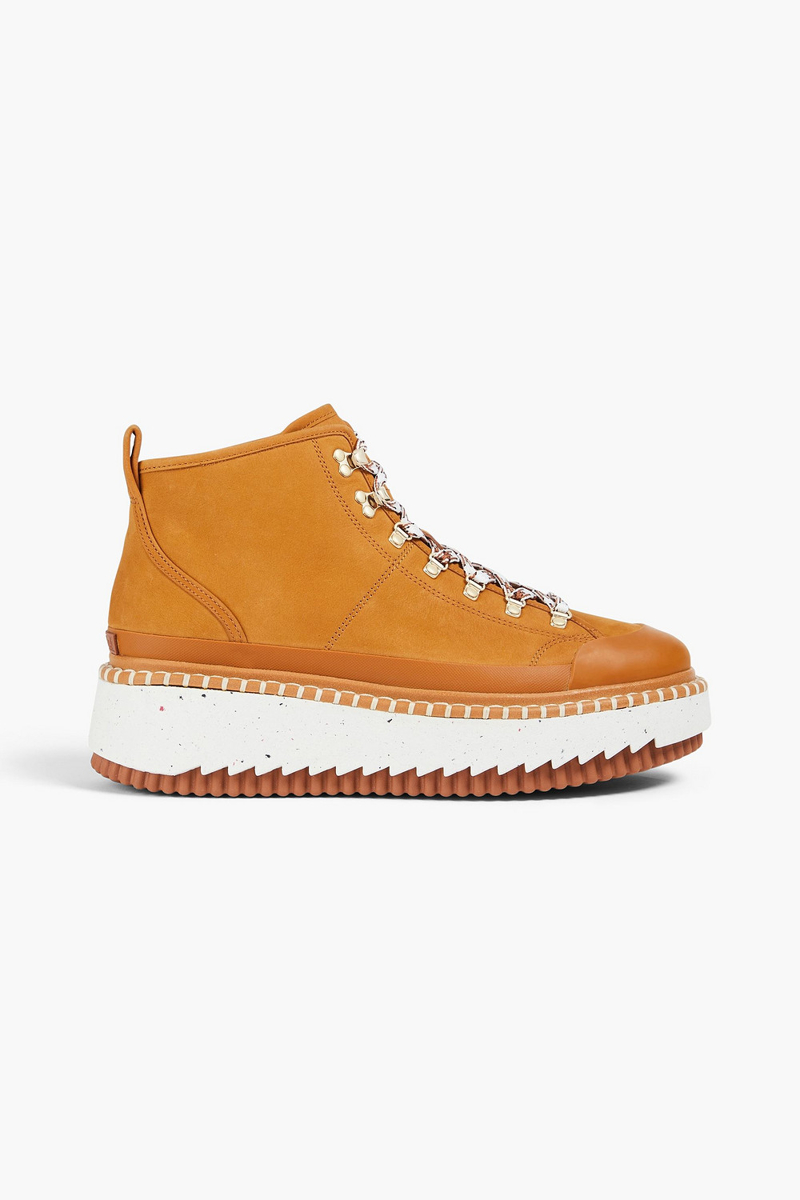 Chloé - Lilli nubuck platform ankle boots - Brown - EU 38