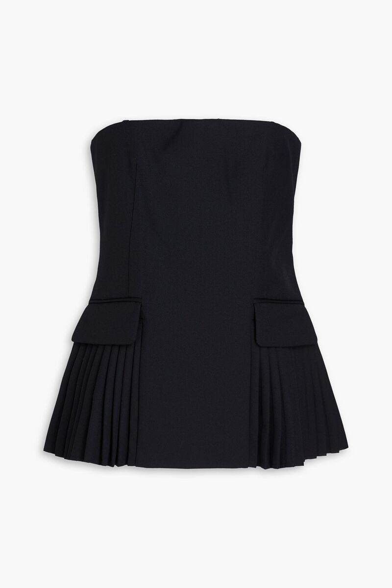 SIMKHAI - Vita strapless pleated wool-blend bustier top - Black - US 4