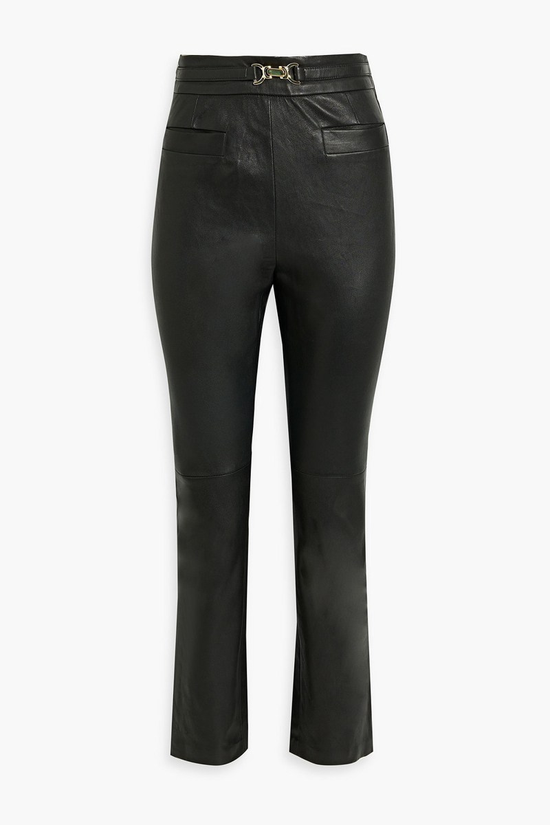 derek lam 10 crosby - fia belted leather slim-leg pants - black - us 4