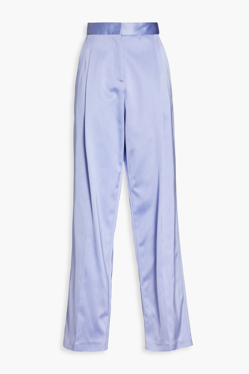oscar de la renta - satin-twill straight-leg pants - blue - us 0